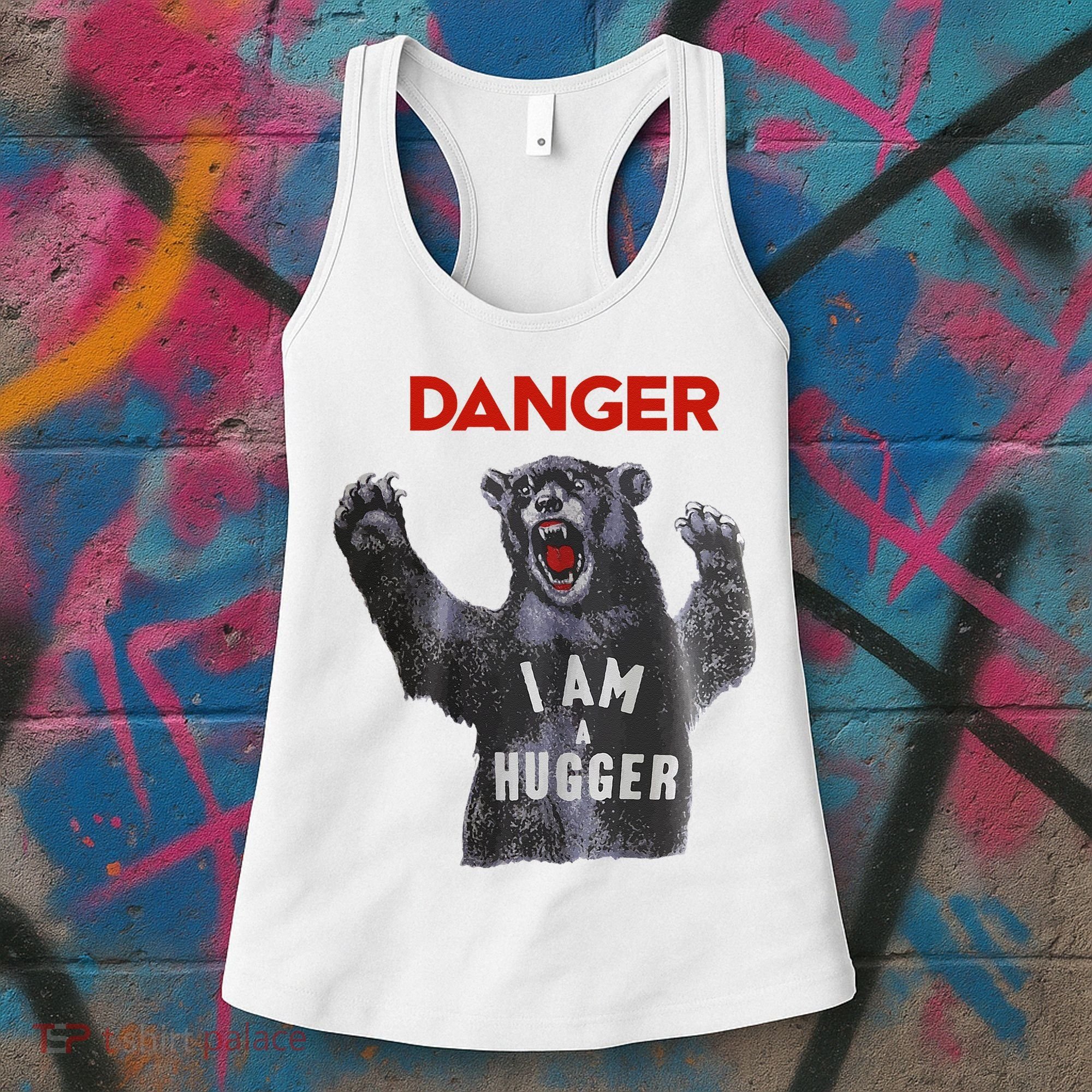 Funny Danger Im Hugger Bear Sun Nerd Geek Graphic Women's Tank Top