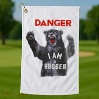 Funny Danger Im Hugger Bear Sun Nerd Geek Graphic Golf Towel thumb 1