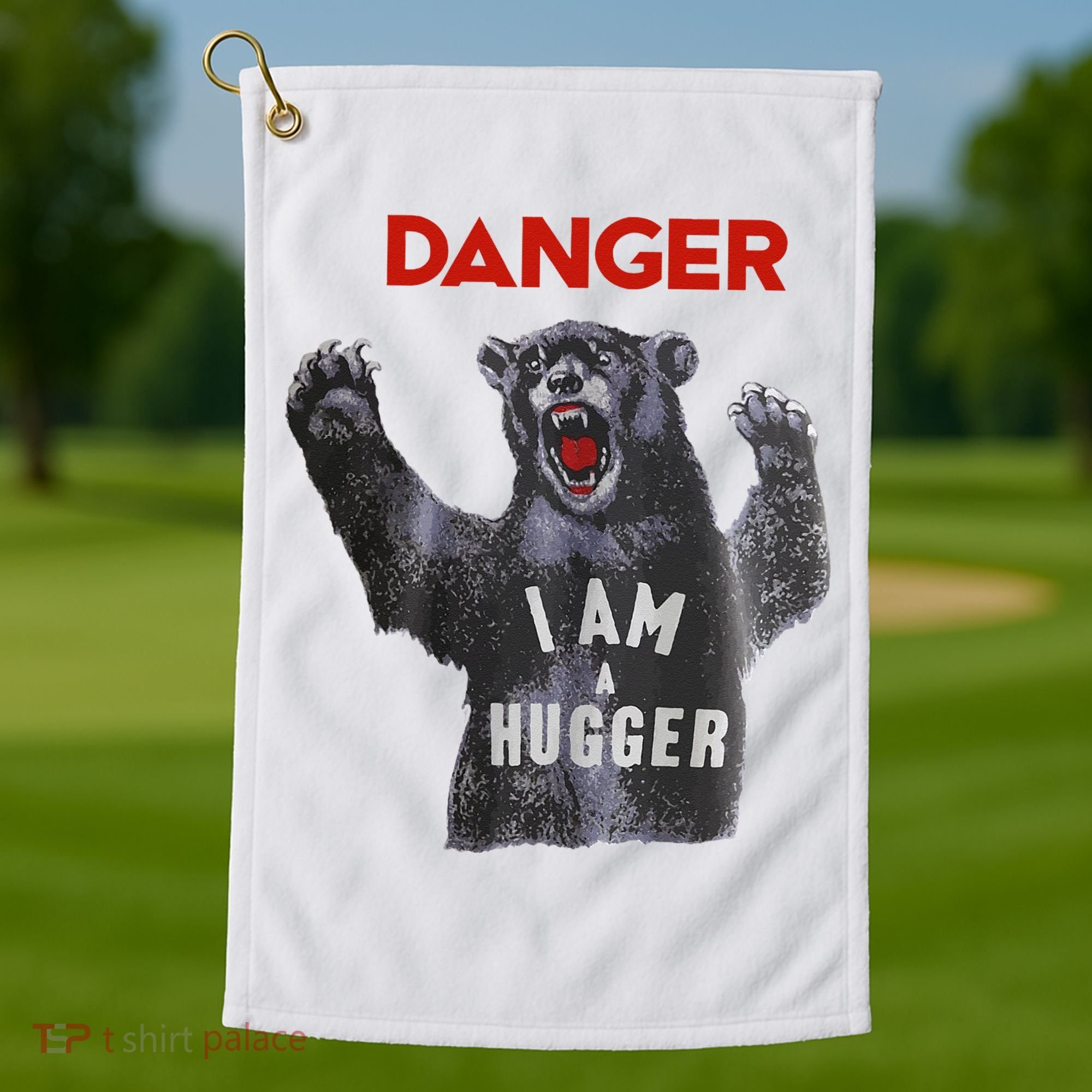 Funny Danger Im Hugger Bear Sun Nerd Geek Graphic Golf Towel