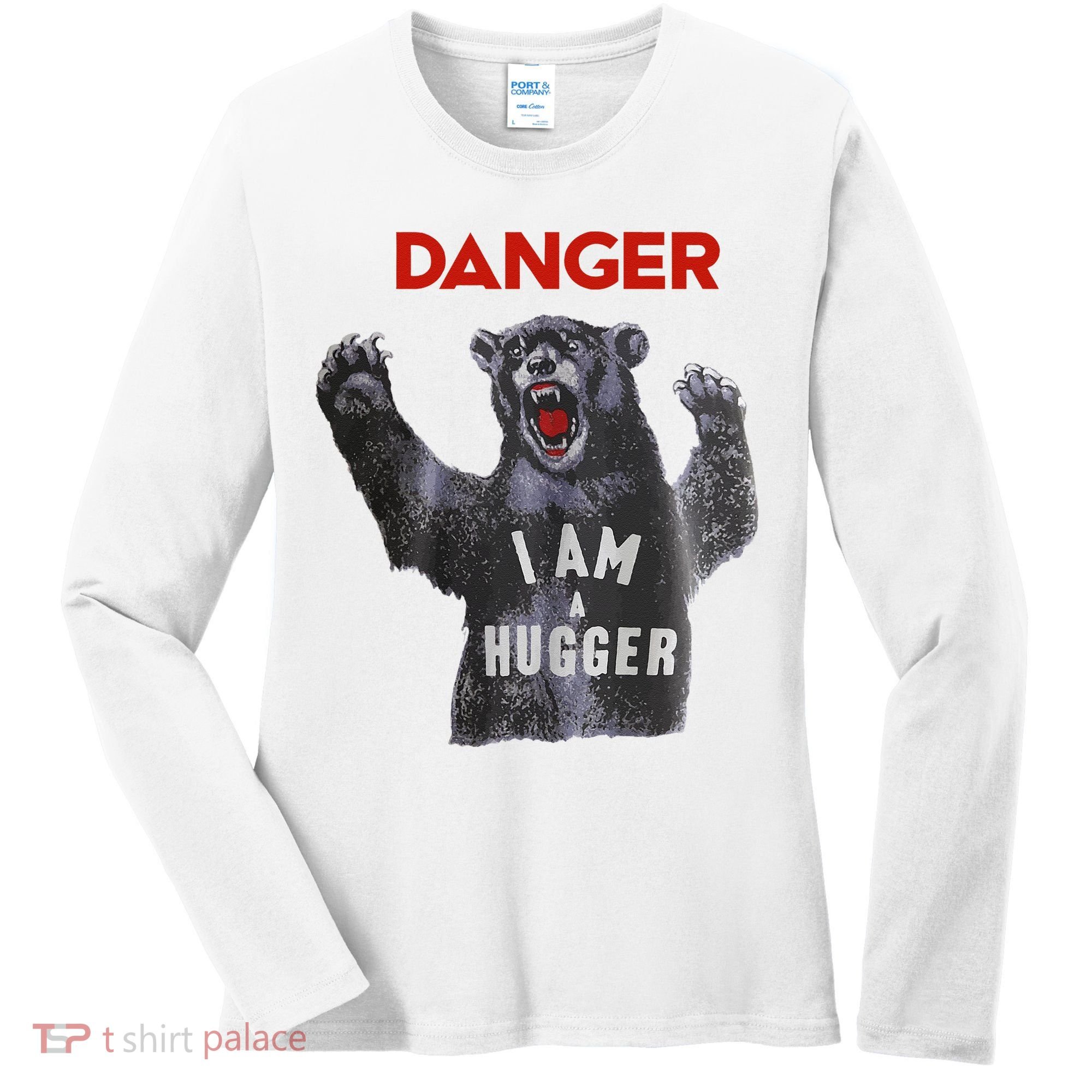 Funny Danger Im Hugger Bear Sun Nerd Geek Graphic Women's Long Sleeve Shirt