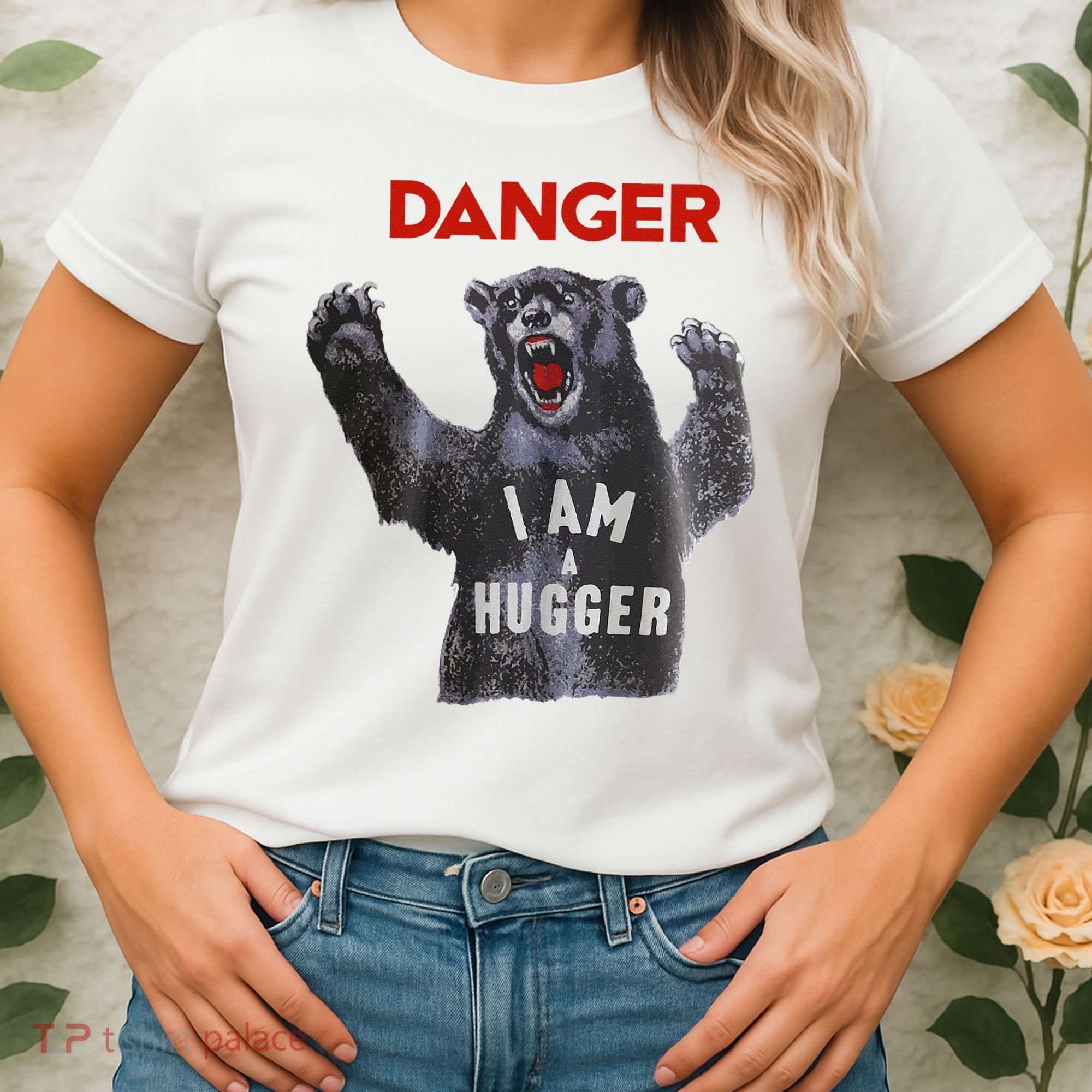 Funny Danger Im Hugger Bear Sun Nerd Geek Graphic Women's T-Shirt