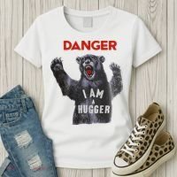 Funny Danger Im Hugger Bear Sun Nerd Geek Graphic Women's T-Shirt thumb 3