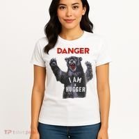 Funny Danger Im Hugger Bear Sun Nerd Geek Graphic Women's T-Shirt thumb 4