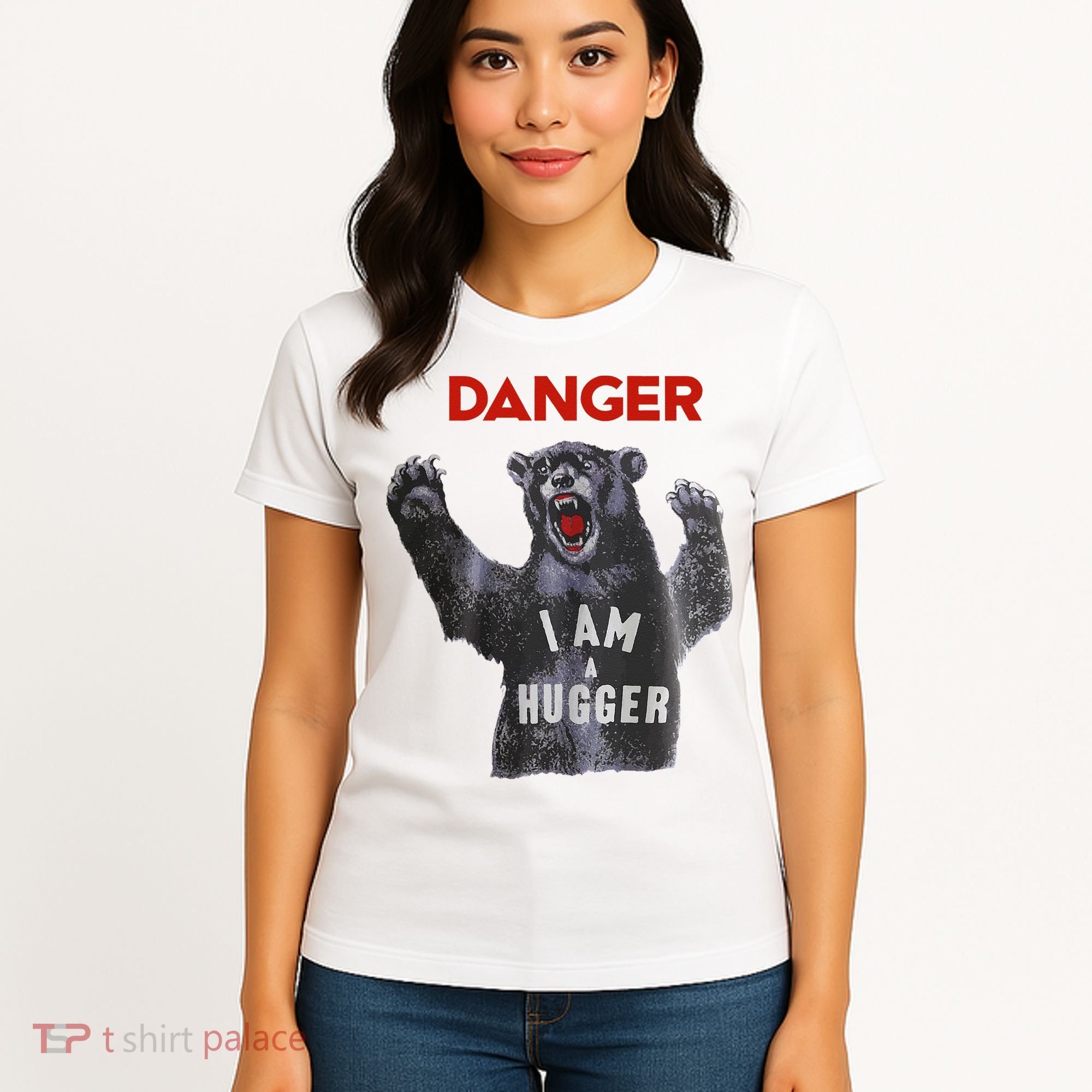 Funny Danger Im Hugger Bear Sun Nerd Geek Graphic Women's T-Shirt