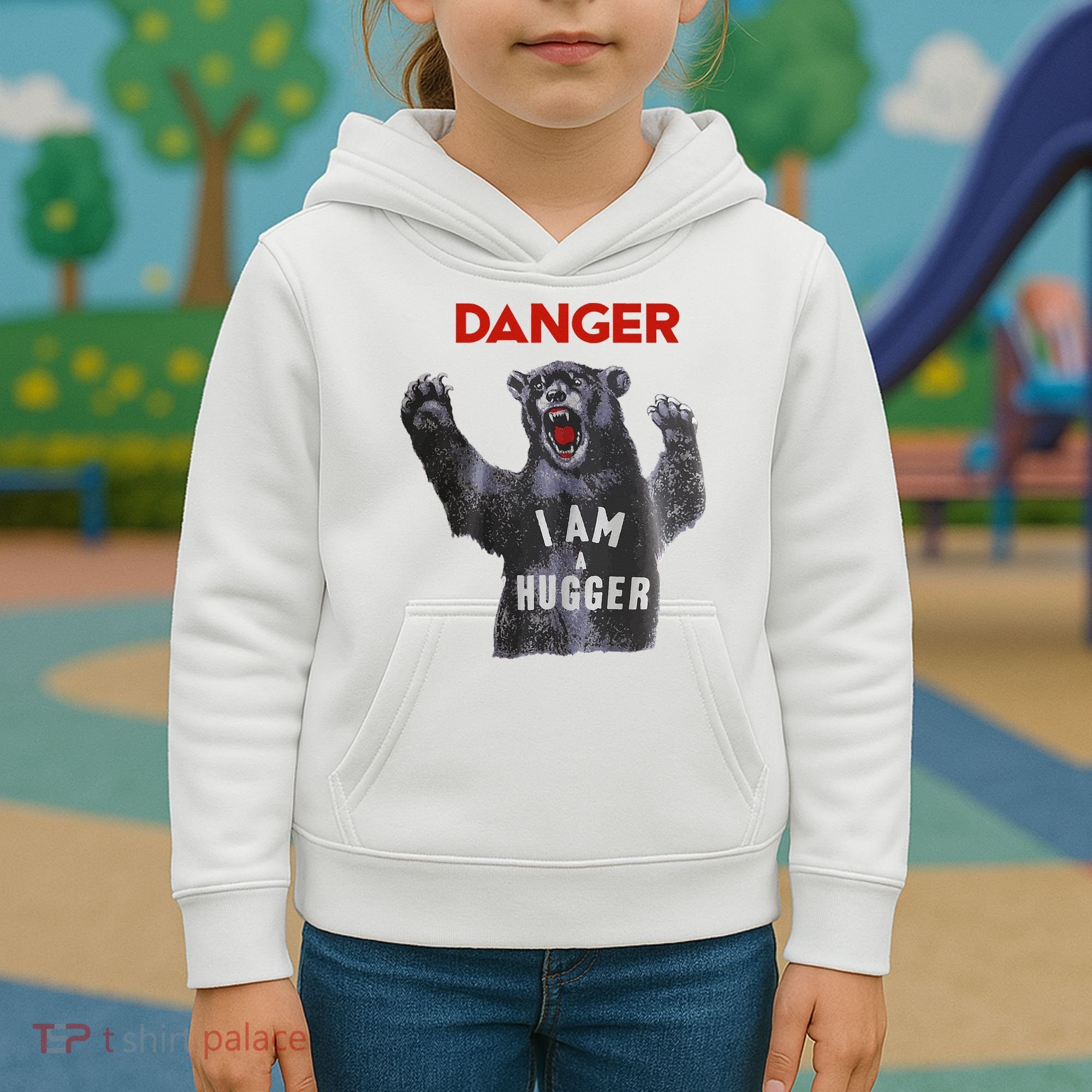 Funny Danger Im Hugger Bear Sun Nerd Geek Graphic Kids Hoodie