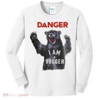 Funny Danger Im Hugger Bear Sun Nerd Geek Graphic Kids Long Sleeve Shirt thumb 0