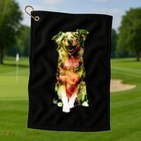 Figherfighter Dog Illustration Golf Towel thumb 1