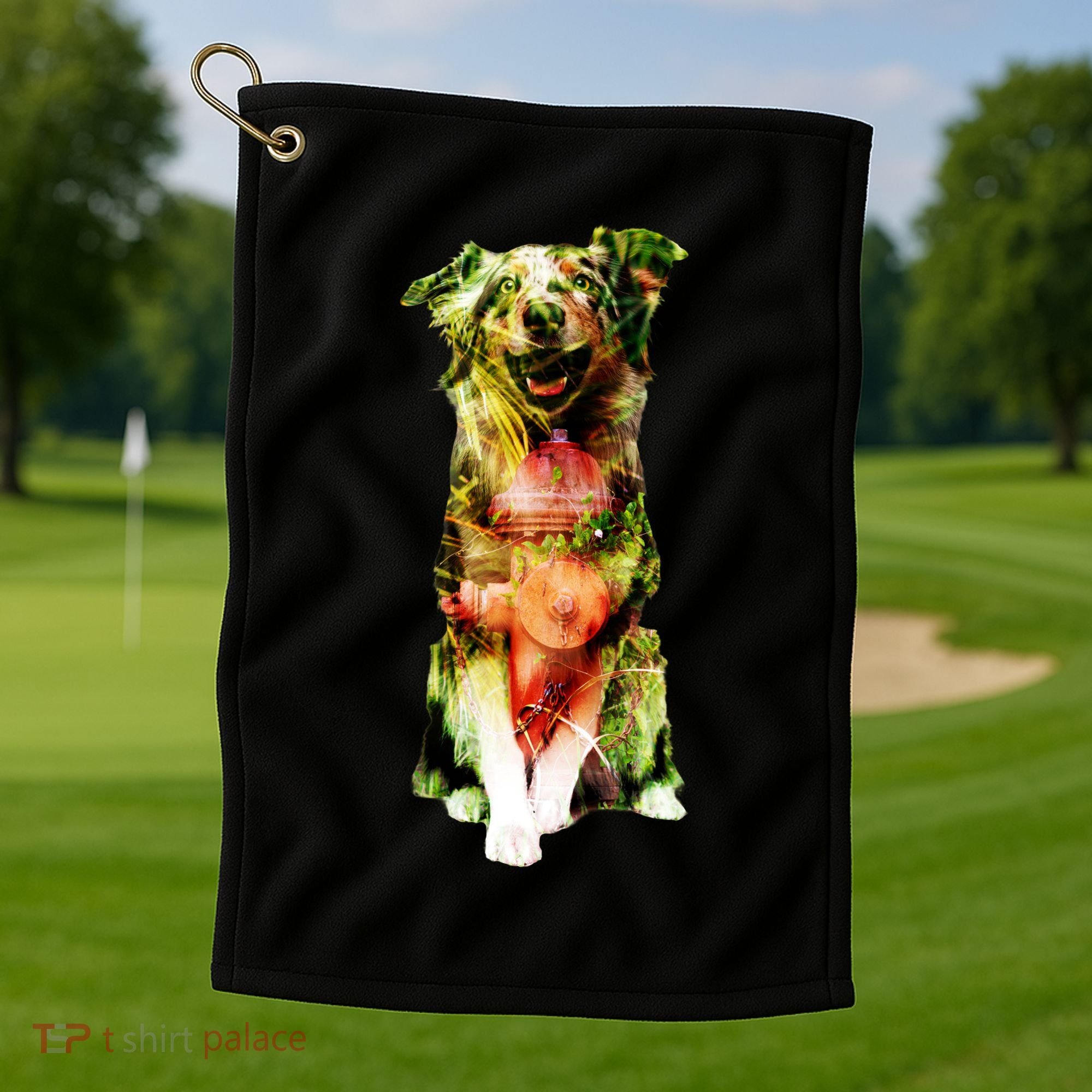 Figherfighter Dog Illustration Golf Towel