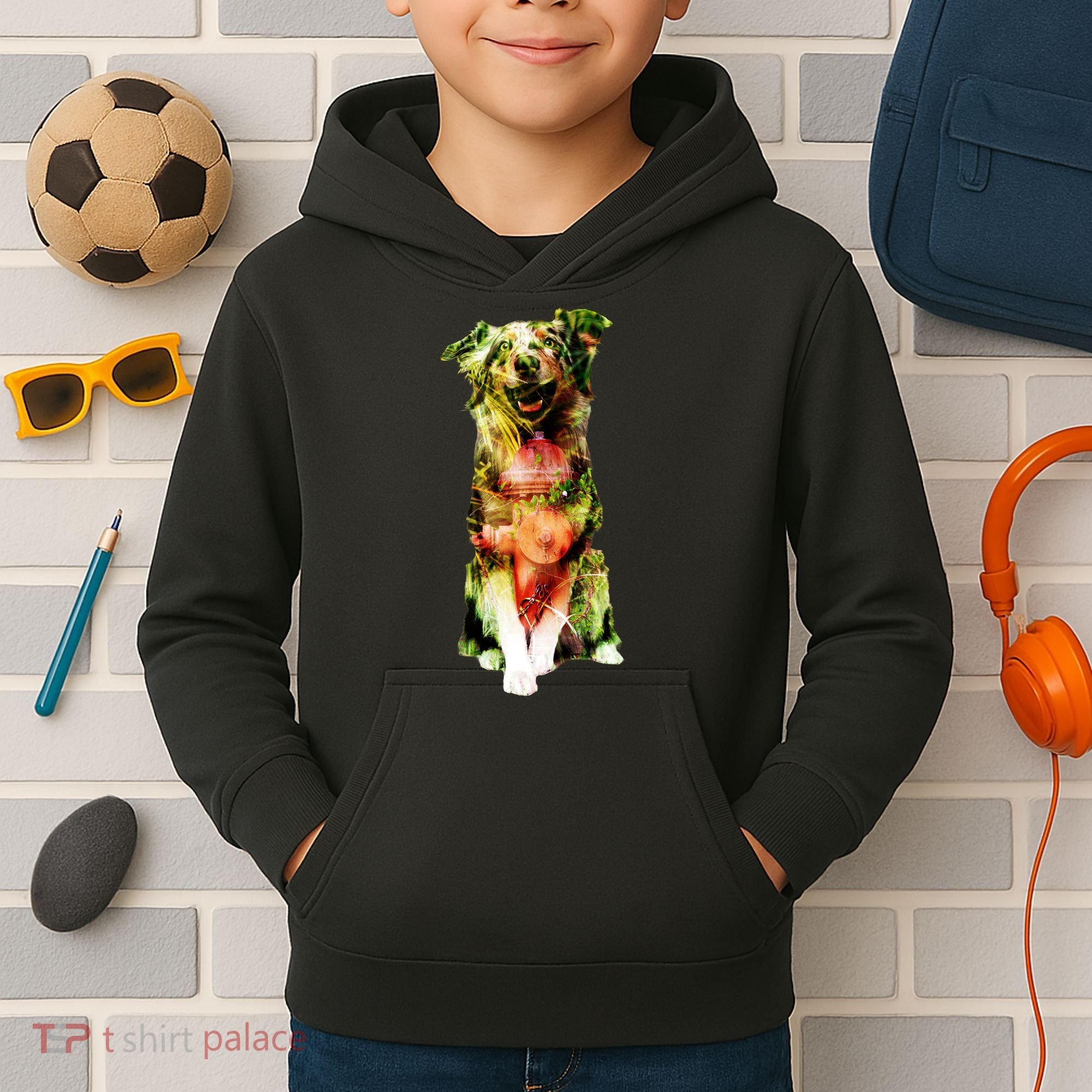 Figherfighter Dog Illustration Kids Hoodie