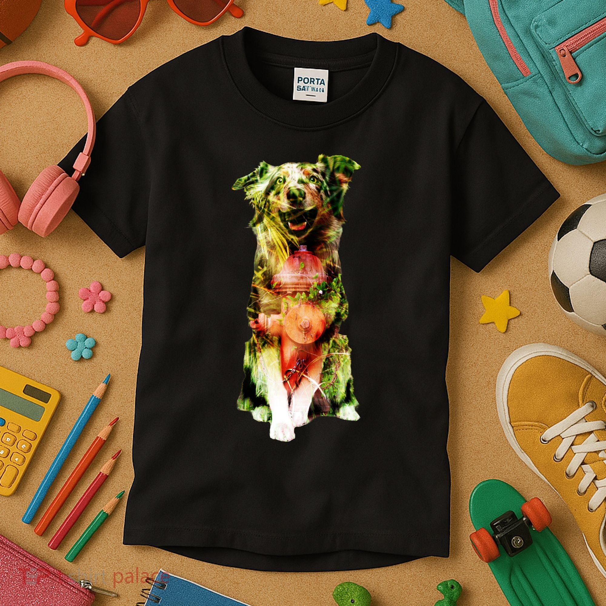 Figherfighter Dog Illustration Kids T-Shirt