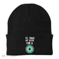 Funny Donut I'll Trade My Sister For A Donut Beanie thumb 0