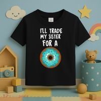 Funny Donut I'll Trade My Sister For A Donut Toddler T-Shirt thumb 3