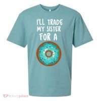 Funny Donut I'll Trade My Sister For A Donut Sueded Cloud Jersey T-Shirt thumb 0