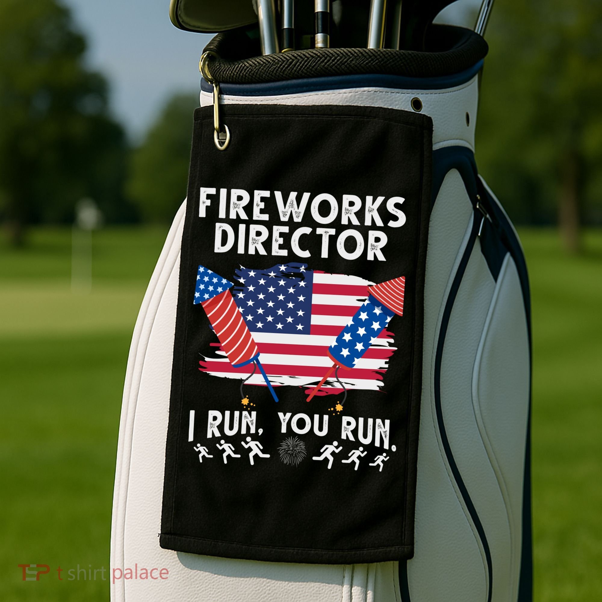 Fireworks Director I Run You Run 4th Of July Festive Golf Towel