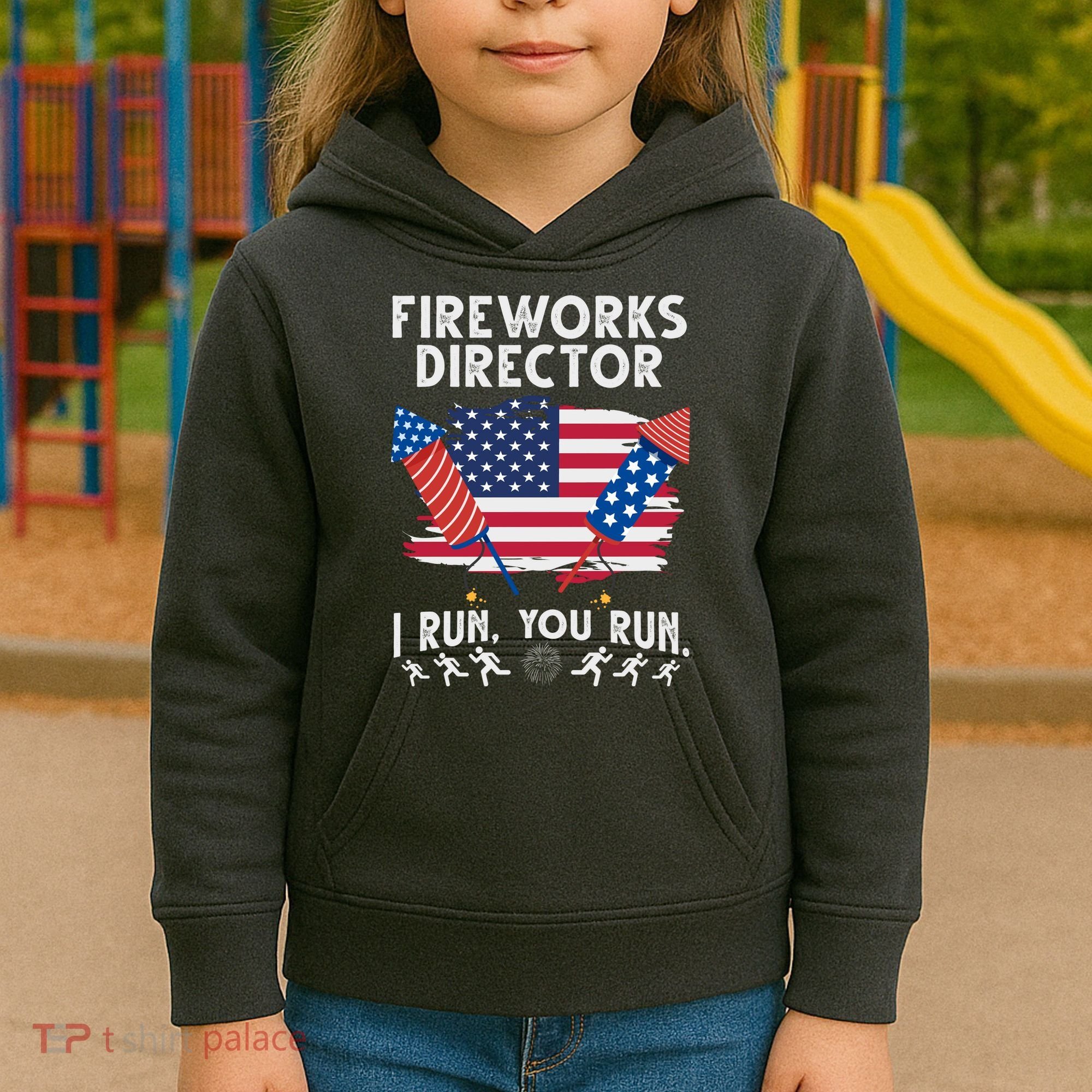 Fireworks Director I Run You Run 4th Of July Festive Kids Hoodie