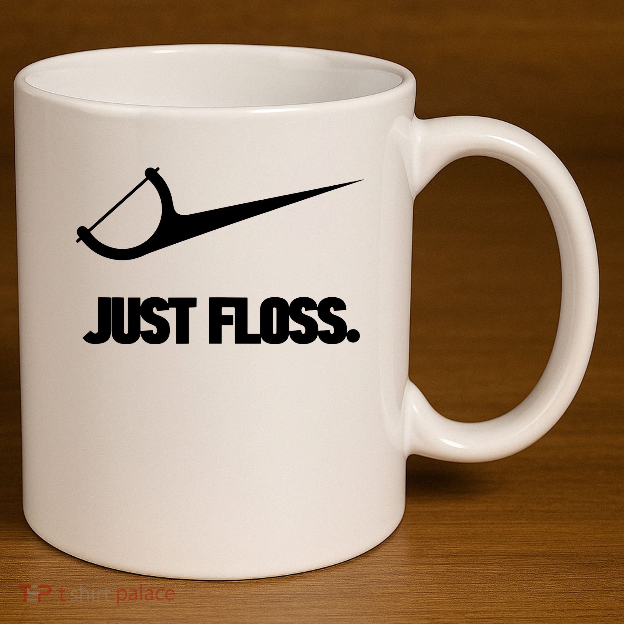 Funny Dentist Just Floss Dental Office Gift 11oz C Handle Ceramic Mug