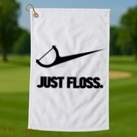 Funny Dentist Just Floss Dental Office Gift Golf Towel thumb 1
