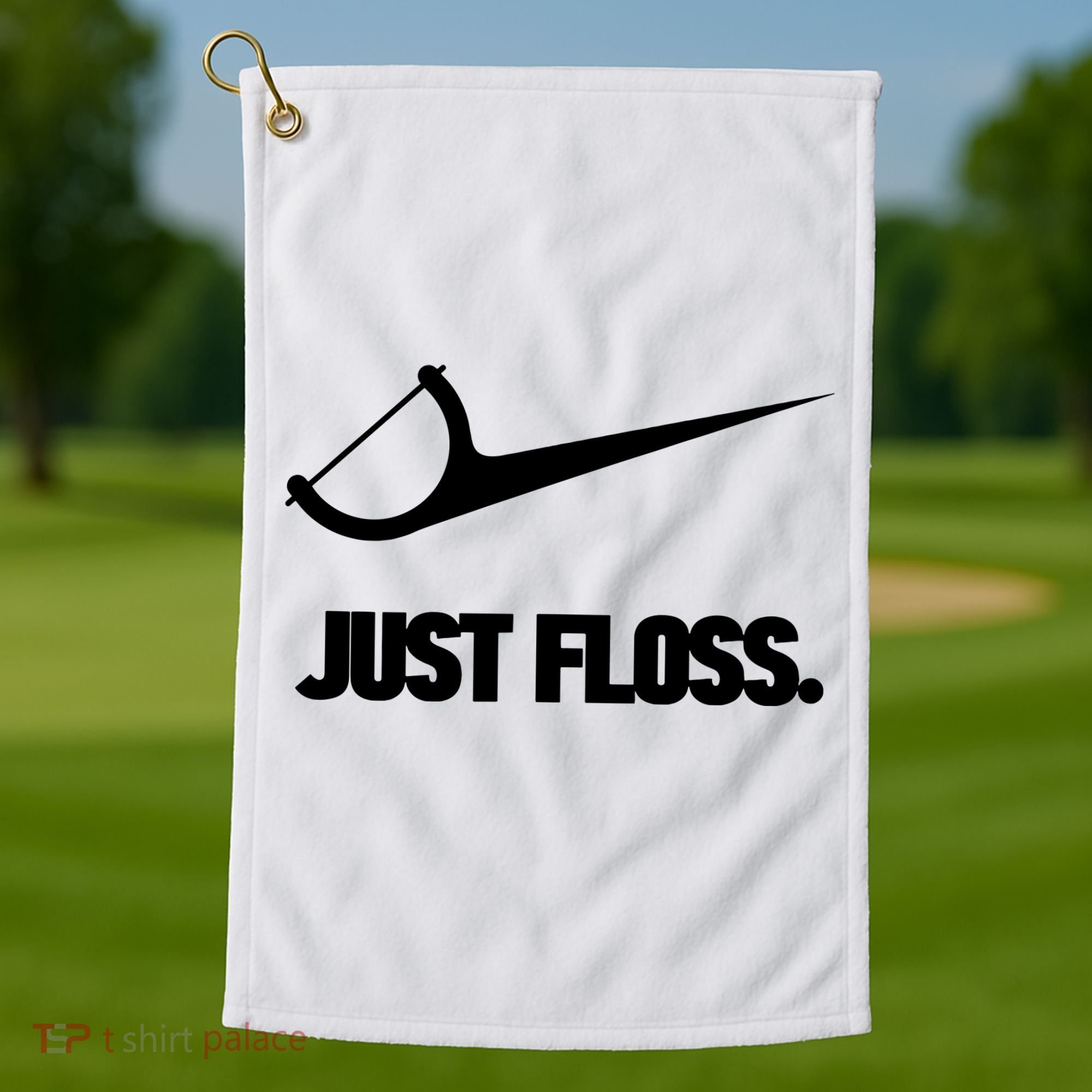 Funny Dentist Just Floss Dental Office Gift Golf Towel