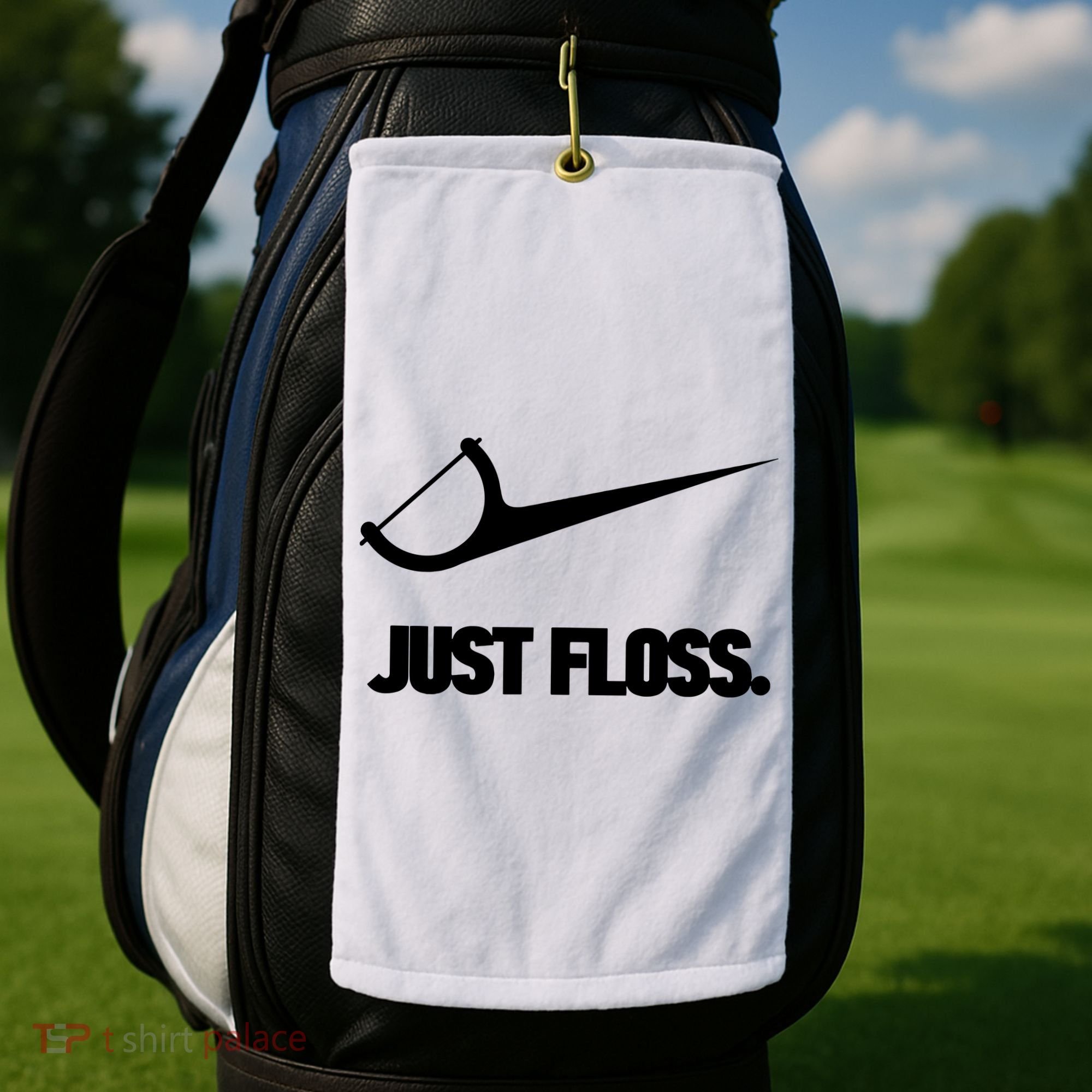 Funny Dentist Just Floss Dental Office Gift Golf Towel