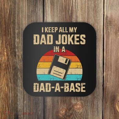 Funny Dad Jokes In Dadabase Vintage Coaster