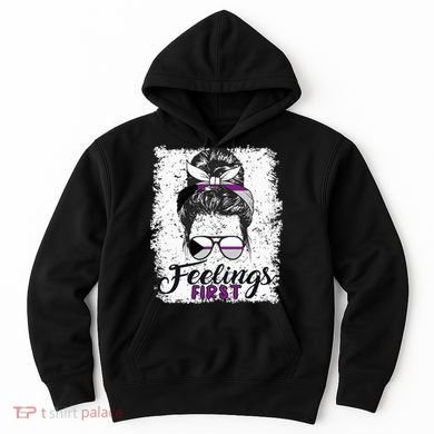 Funny Demisexual Joke Messy Bun Lady Demisexual Flag Hoodie
