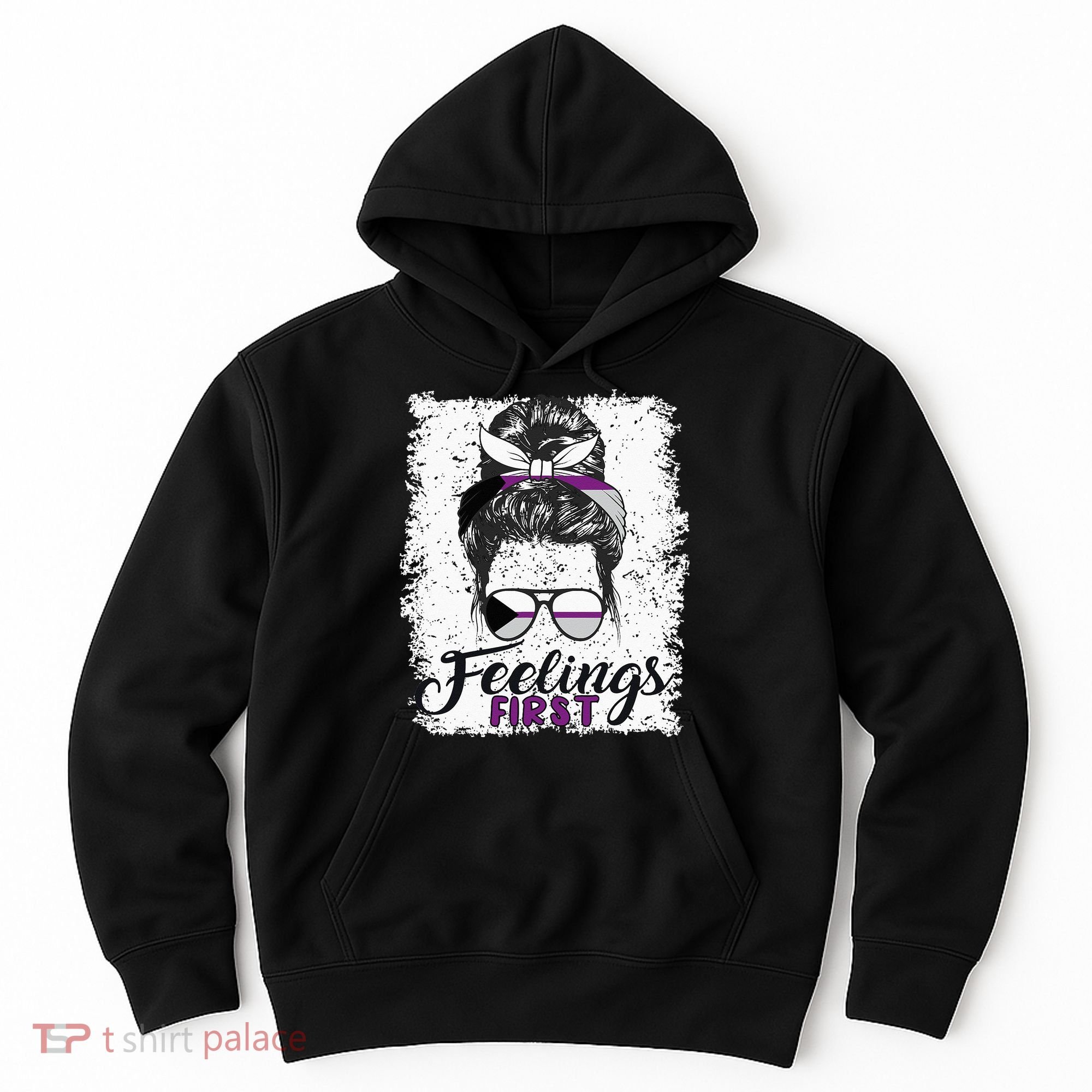 Funny Demisexual Joke Messy Bun Lady Demisexual Flag Hoodie
