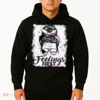 Funny Demisexual Joke Messy Bun Lady Demisexual Flag Hoodie thumb 2