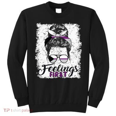 Funny Demisexual Joke Messy Bun Lady Demisexual Flag Sweatshirt