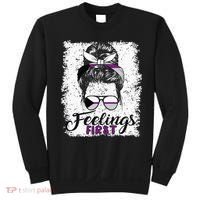 Funny Demisexual Joke Messy Bun Lady Demisexual Flag Sweatshirt thumb 0