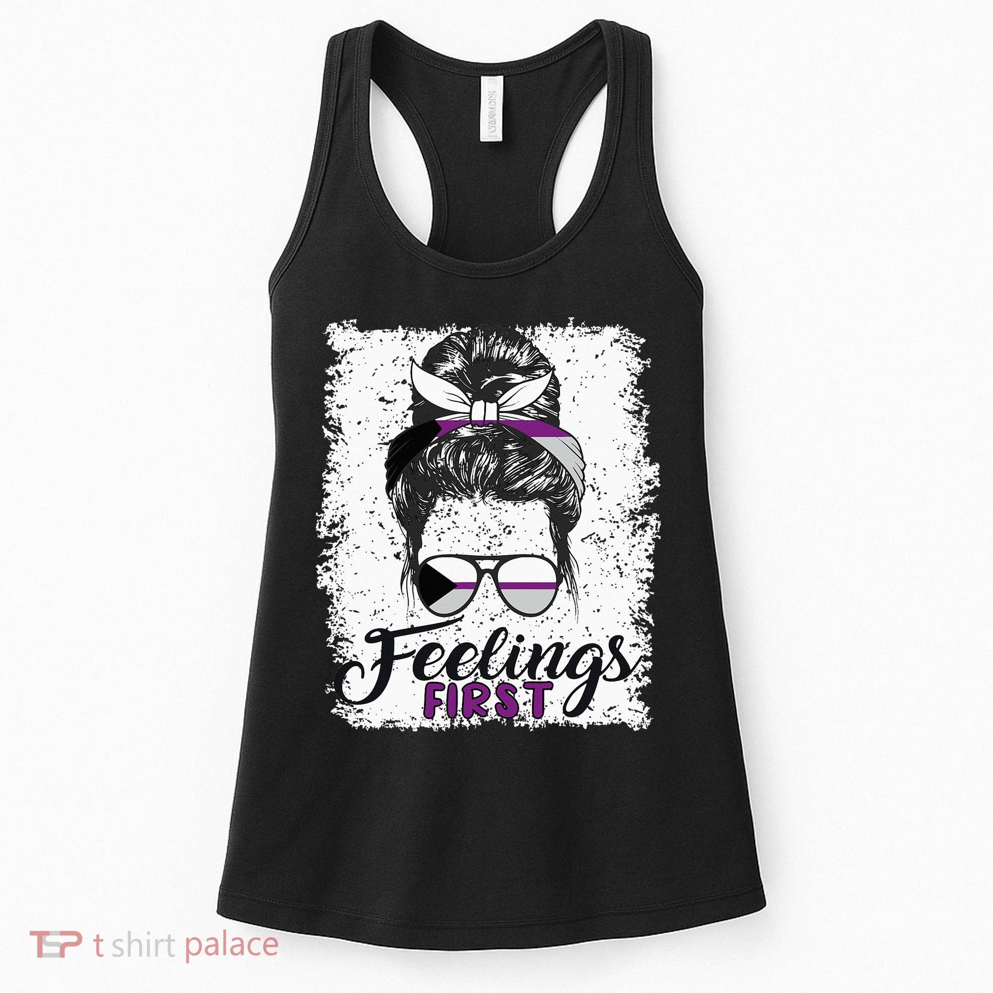 Funny Demisexual Joke Messy Bun Lady Demisexual Flag Women's Tank Top