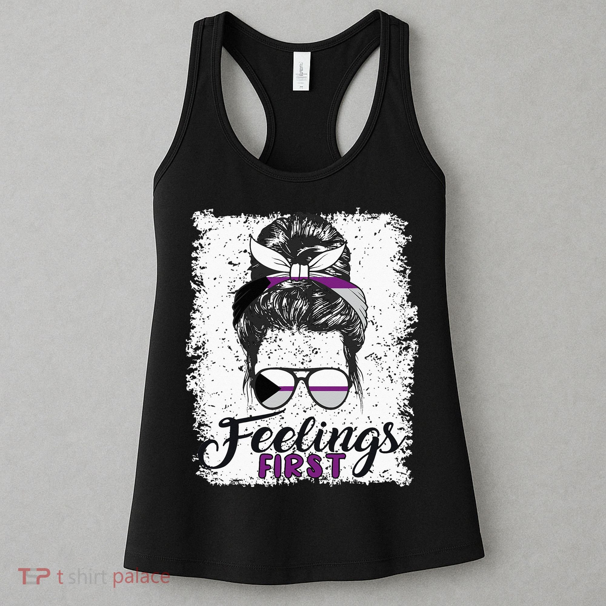 Funny Demisexual Joke Messy Bun Lady Demisexual Flag Women's Tank Top