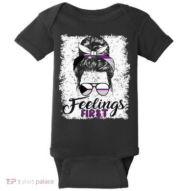 Funny Demisexual Joke Messy Bun Lady Demisexual Flag Baby Bodysuit