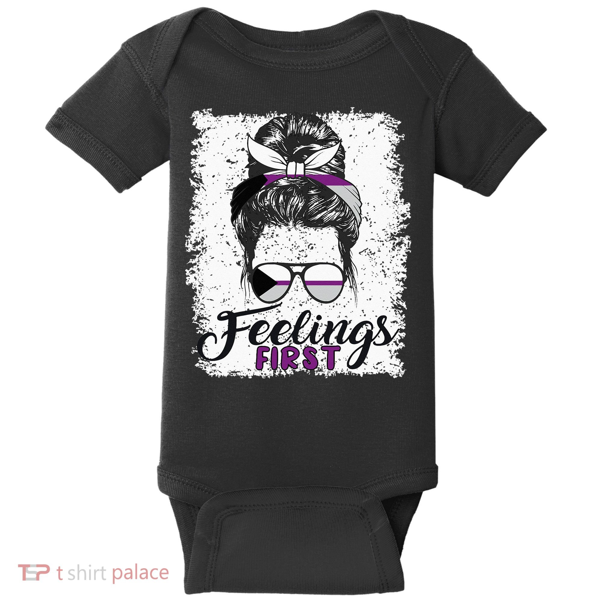 Funny Demisexual Joke Messy Bun Lady Demisexual Flag Baby Bodysuit