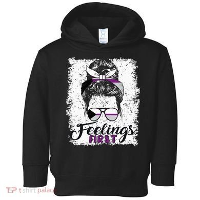 Funny Demisexual Joke Messy Bun Lady Demisexual Flag Toddler Hoodie