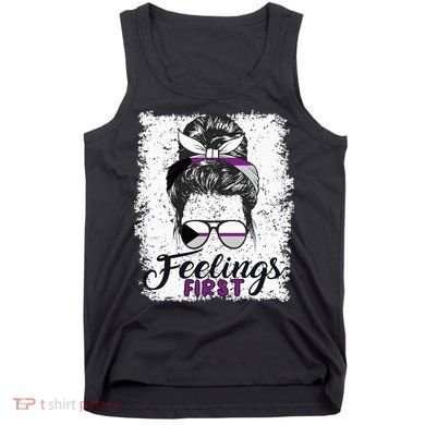 Funny Demisexual Joke Messy Bun Lady Demisexual Flag Tank Top