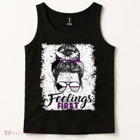 Funny Demisexual Joke Messy Bun Lady Demisexual Flag Tank Top thumb 2
