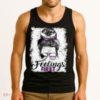 Funny Demisexual Joke Messy Bun Lady Demisexual Flag Tank Top thumb 3