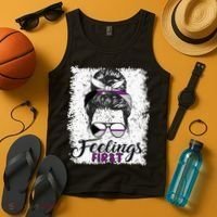 Funny Demisexual Joke Messy Bun Lady Demisexual Flag Tank Top thumb 4