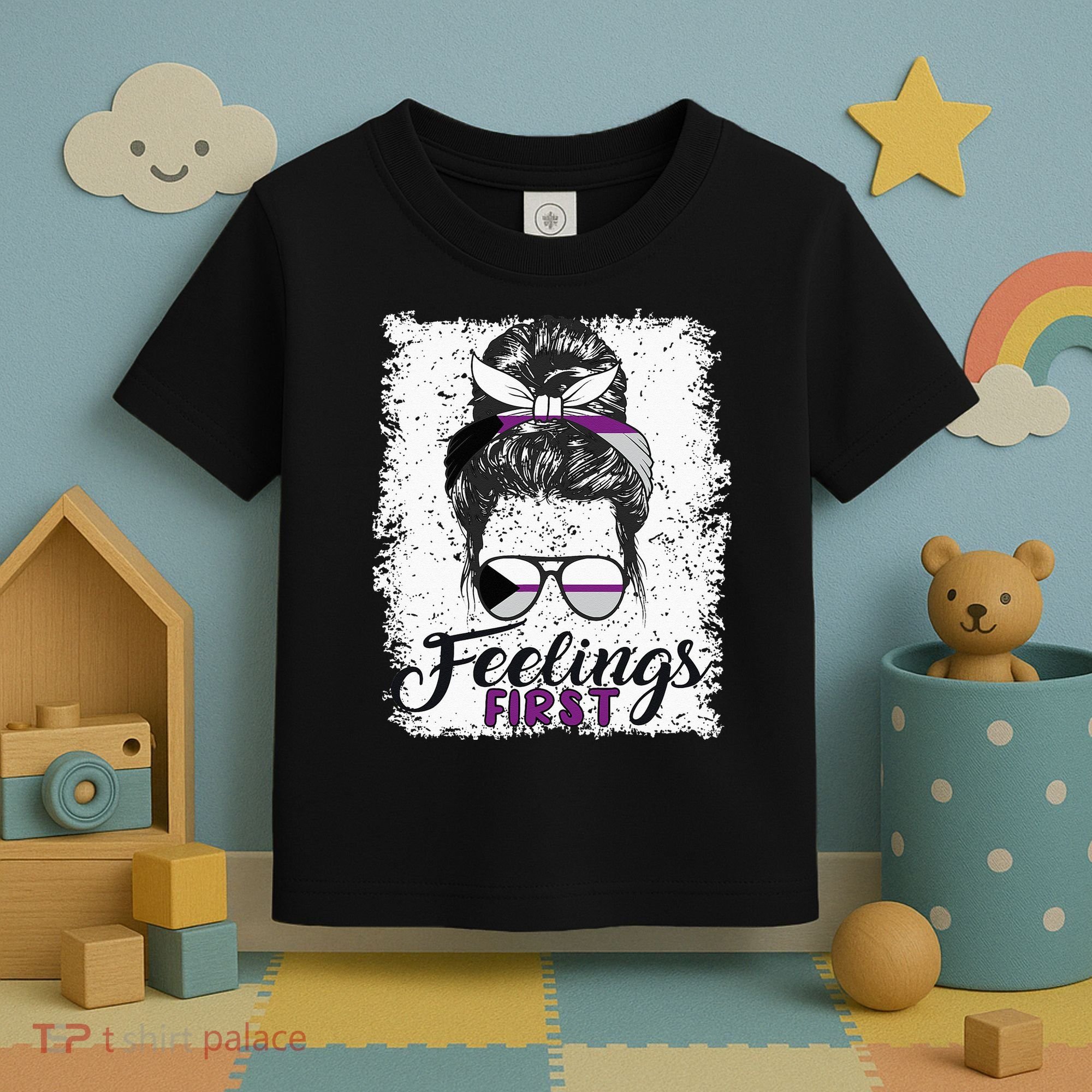 Funny Demisexual Joke Messy Bun Lady Demisexual Flag Toddler T-Shirt
