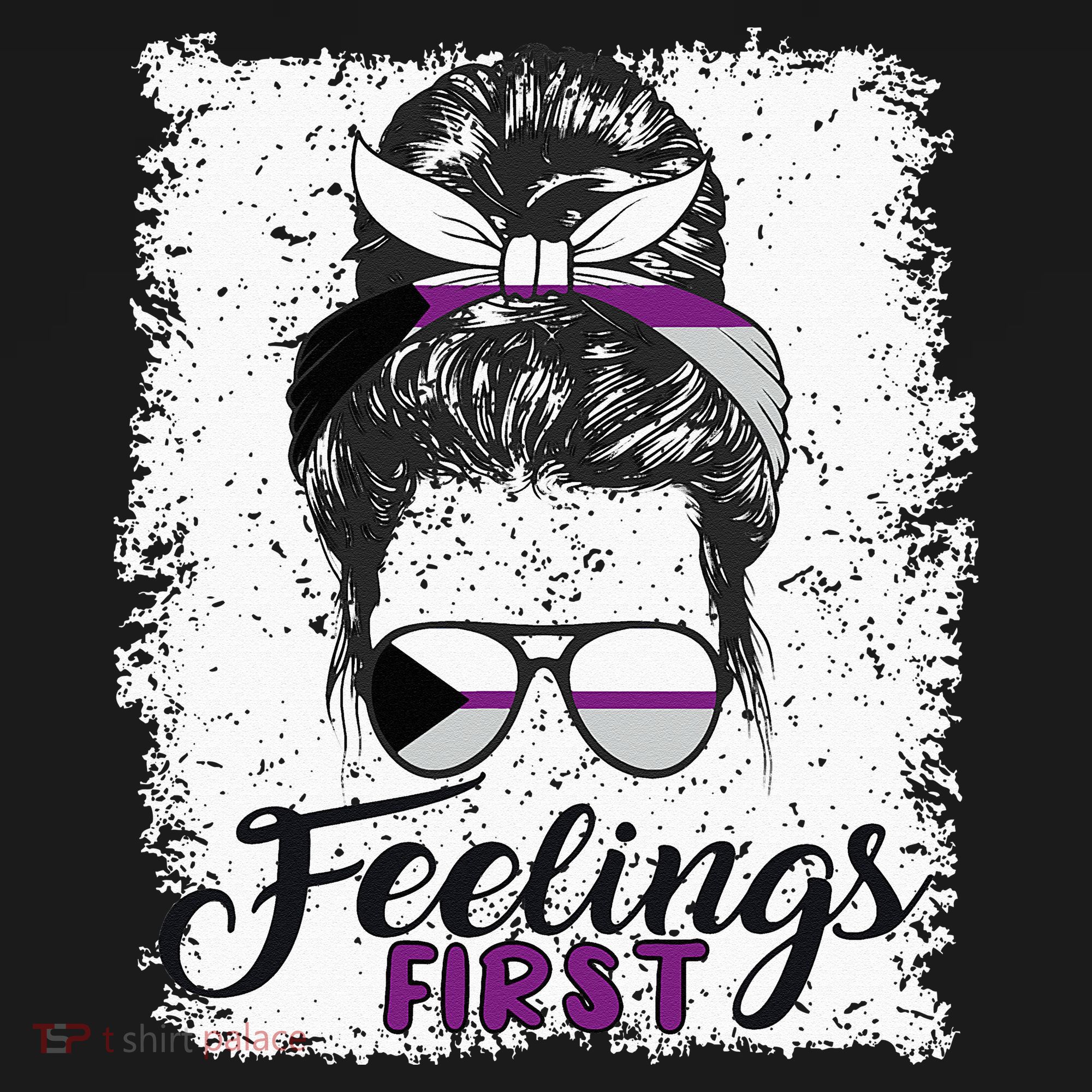 Funny Demisexual Joke Messy Bun Lady Demisexual Flag Women's Long Sleeve Shirt