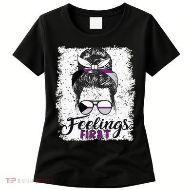 Funny Demisexual Joke Messy Bun Lady Demisexual Flag Women's T-Shirt
