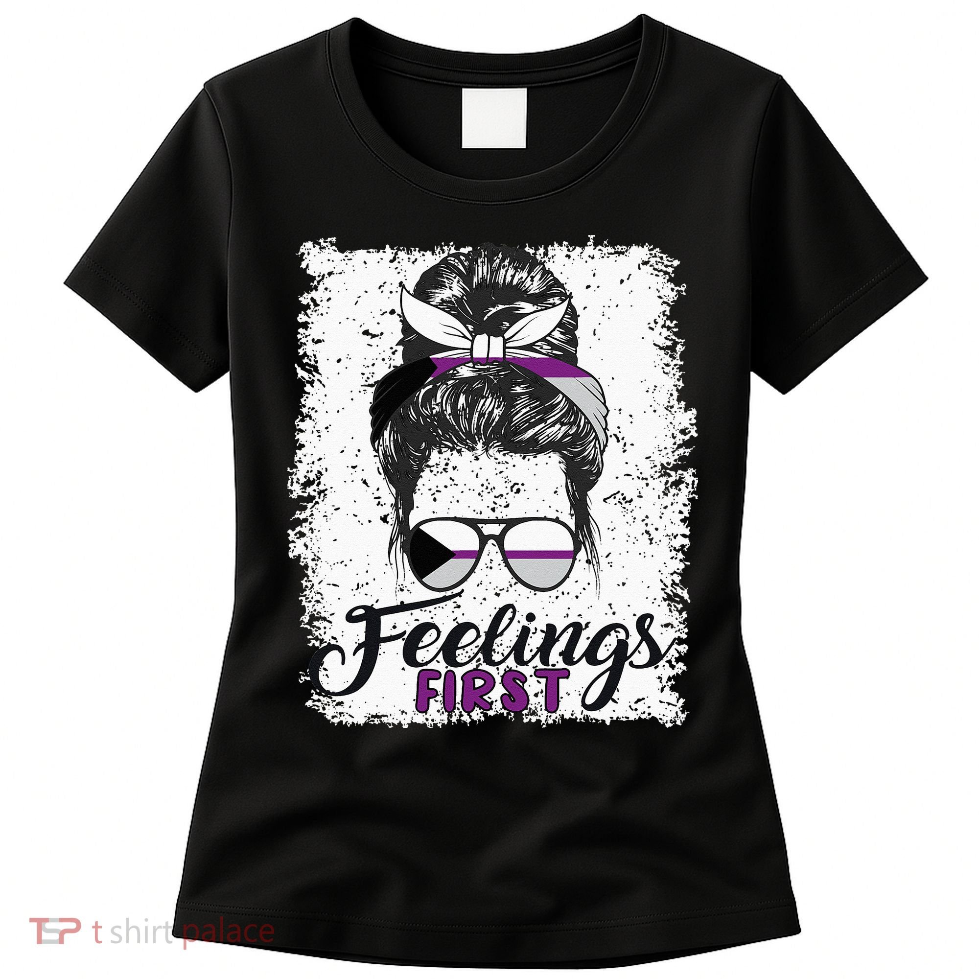 Funny Demisexual Joke Messy Bun Lady Demisexual Flag Women's T-Shirt