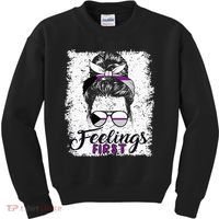 Funny Demisexual Joke Messy Bun Lady Demisexual Flag Kids Sweatshirt thumb 0