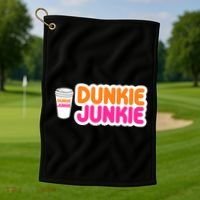 Funny Dunkie Junkie Coffee Love Funny Coffee Saying Cute Gift Golf Towel thumb 1