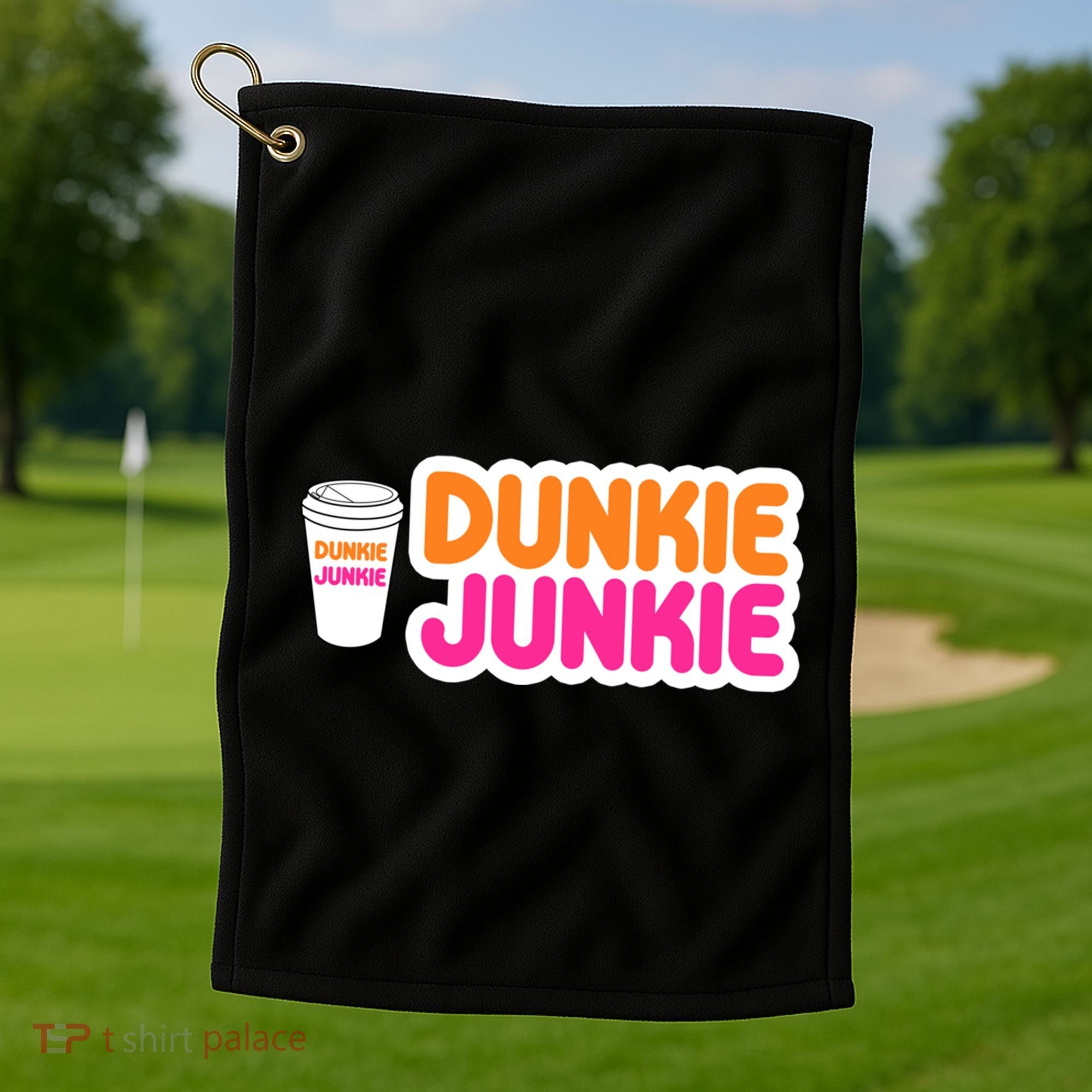Funny Dunkie Junkie Coffee Love Funny Coffee Saying Cute Gift Golf Towel