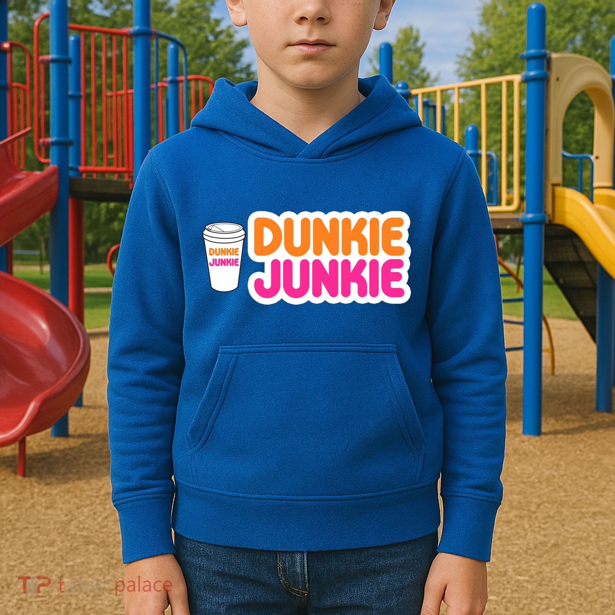 Funny Dunkie Junkie Coffee Love Funny Coffee Saying Cute Gift Kids Hoodie