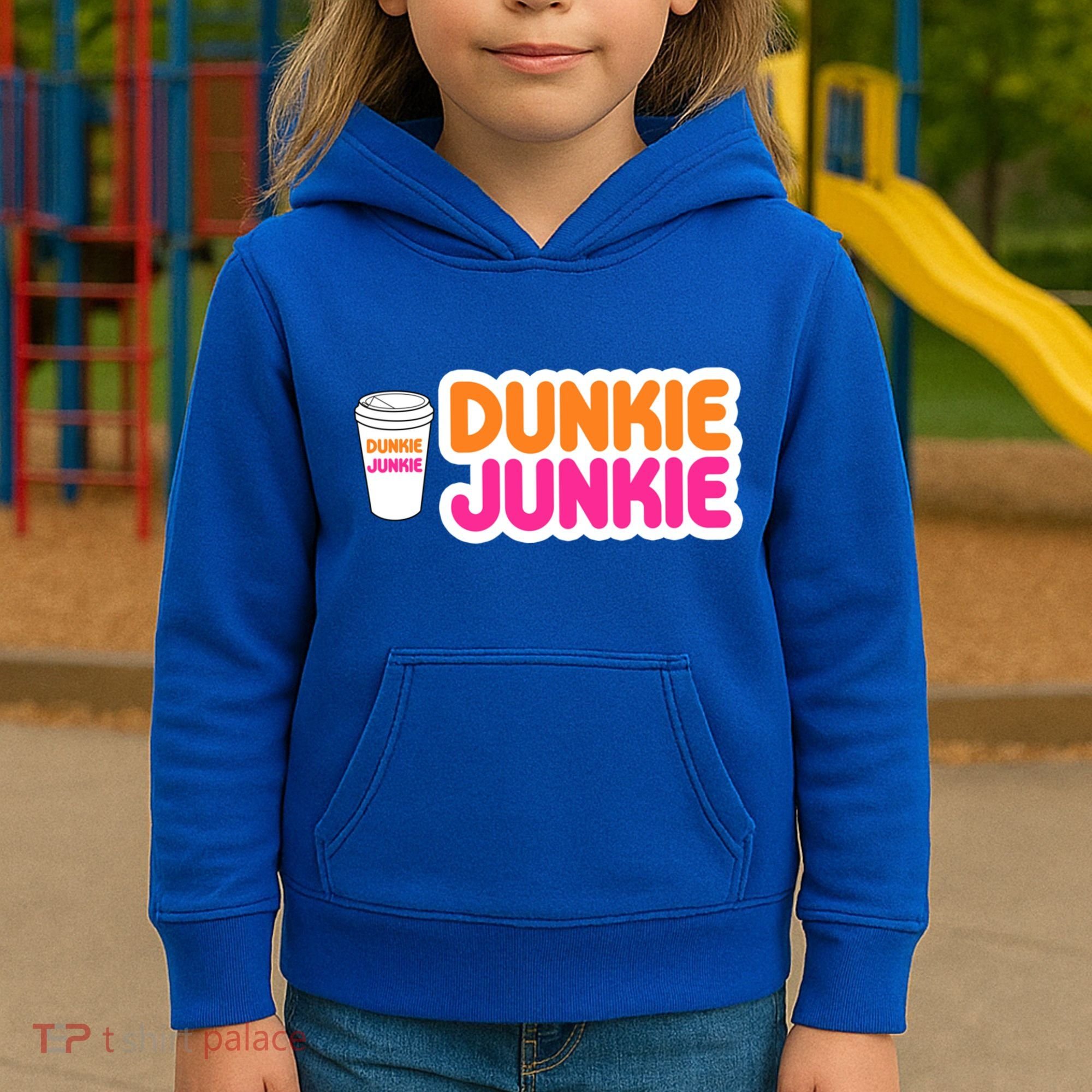 Funny Dunkie Junkie Coffee Love Funny Coffee Saying Cute Gift Kids Hoodie