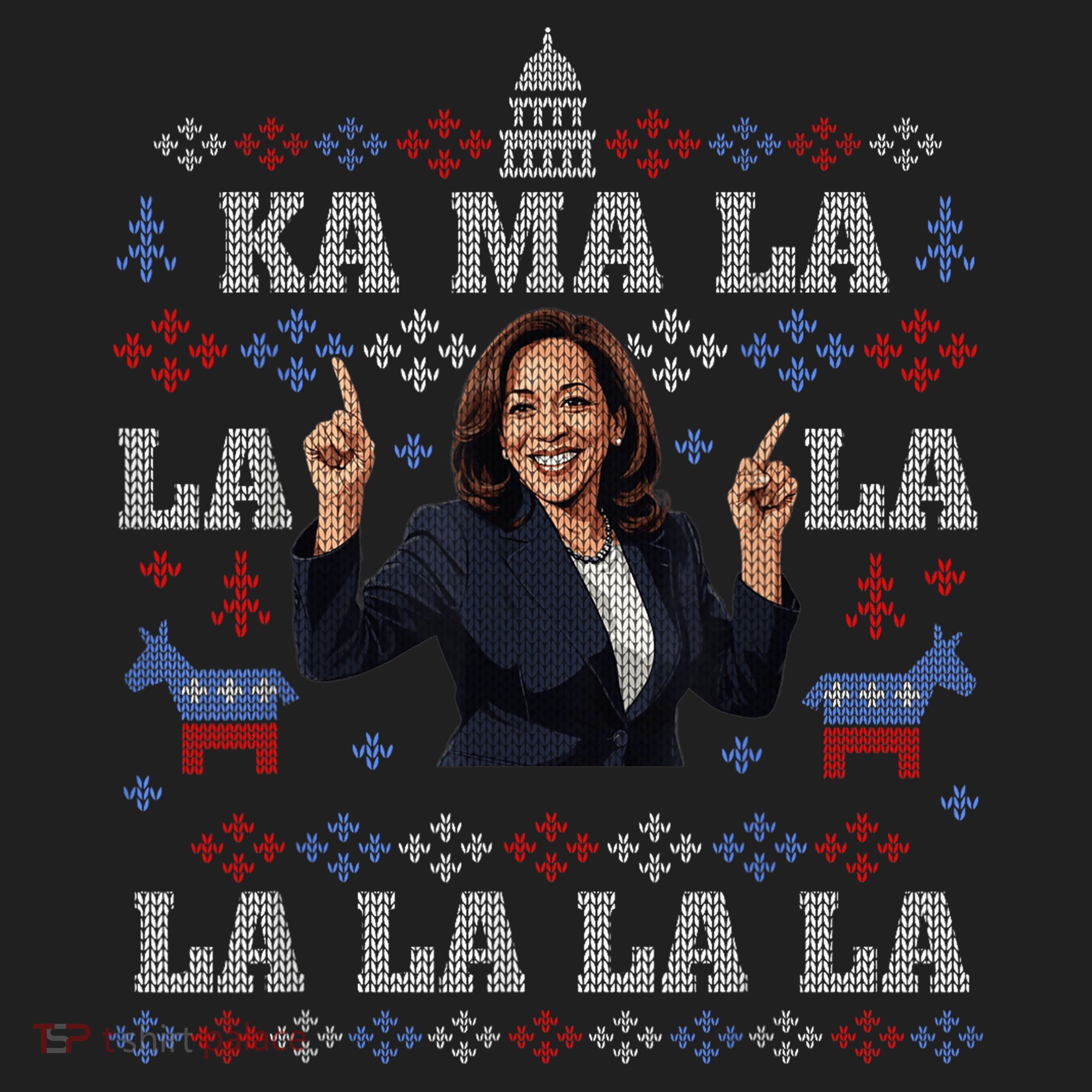 Funny Democrat Kamala Harris Ugly Christmas Sweater Party Beanie