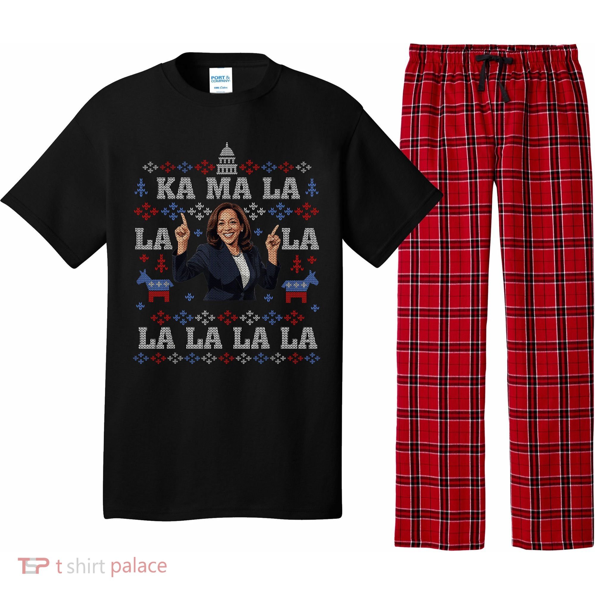 Funny Democrat Kamala Harris Ugly Christmas Sweater Party Pajama Set