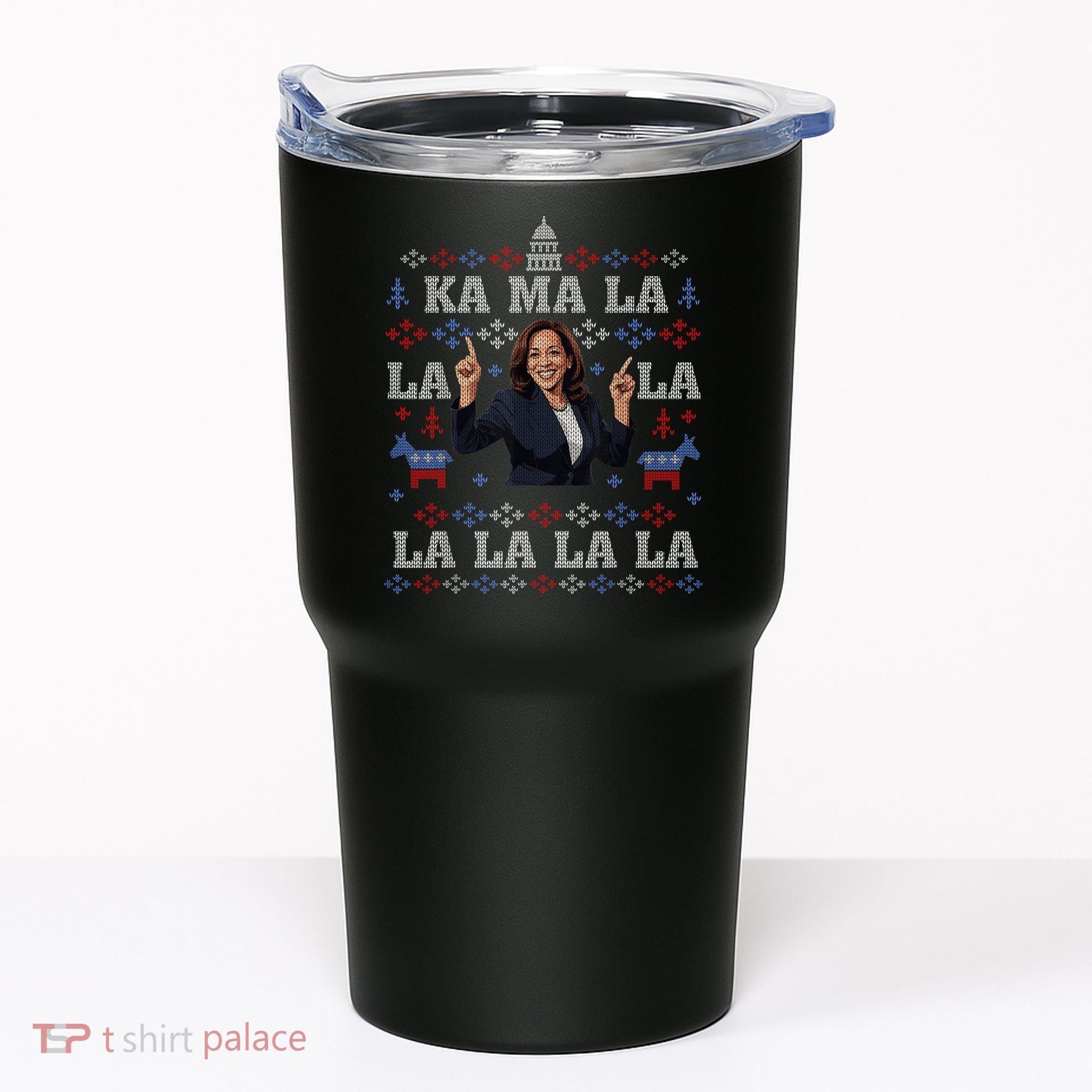 Funny Democrat Kamala Harris Ugly Christmas Sweater Party Tumbler